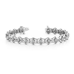 4 Carats Round Prong Set Box Natural Diamond Bracelet White Gold 14K Jewelry