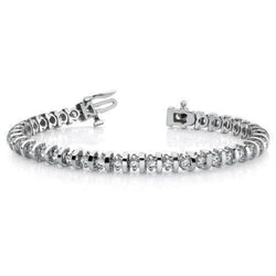 4 Carats Round Prong Set Natural Diamond Tennis Bracelet White Gold