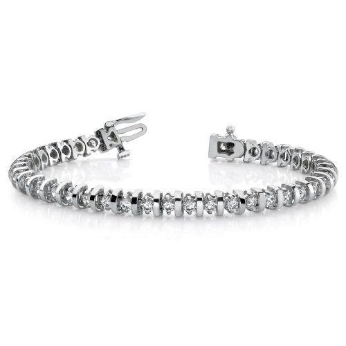 4 Carats Round Prong Set Lab Grown Diamond Tennis Bracelet White Gold 14K