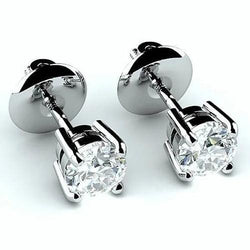 4 Ct Certified Natural Real ( Not Lab Grown ) Diamonds Studs Earrings White Gold 14K