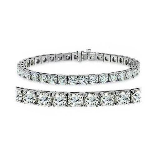 4 Prong Round Cut Lab Grown Diamond Tennis Bracelet Solid Gold Jewelry 8 Ct