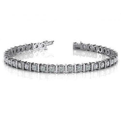 4 Prong Set Round Natural Diamond Tennis Bracelet Gold White 8 Carats