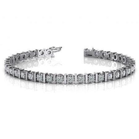 4 Prong Set Round Lab Grown Diamond Tennis Bracelet Gold White 8 Carats