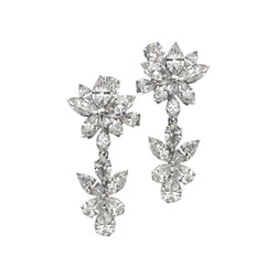 5 Carat Diamonds Floral Style Earring Chandelier WG Hanging Earrings