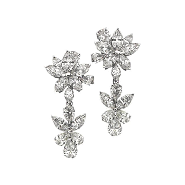 5 Carat Diamonds Floral Style Earring Chandelier White Gold Hanging Earrings Chandelier Earring