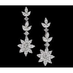 5 Carat Diamonds Long Chandelier Floral Style Diamond Earrings