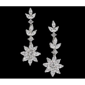 5 Carat Diamonds Long Earring Chandelier Floral Style Diamond Jewelry Earrings Chandelier Earring