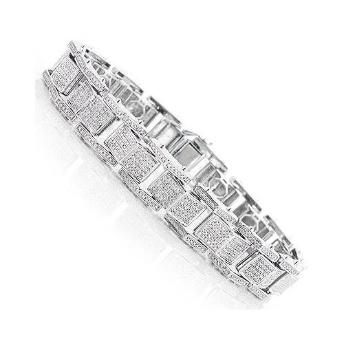 5 Carats Men Round Shape Natural Diamond Bracelet White Gold 14K Mens Bracelet