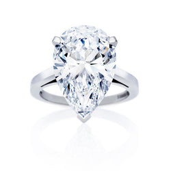 5 Carats Pear Cut Solitaire Lab Grown Diamond Ring White Gold Fine Jewelry