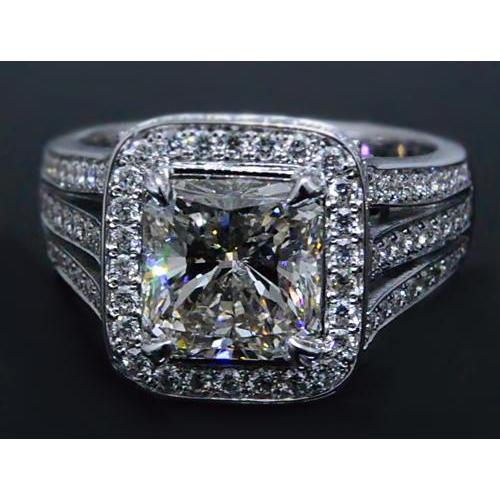 5 Carats Radiant Cut Diamond Anniversary Ring White Gold 14K Halo Ring