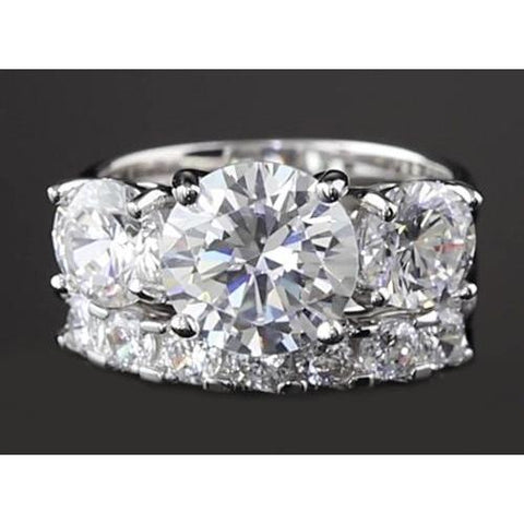 5 Carats Round Anniversary Ring Set White Gold 14K Vs1 F Engagement Ring Set