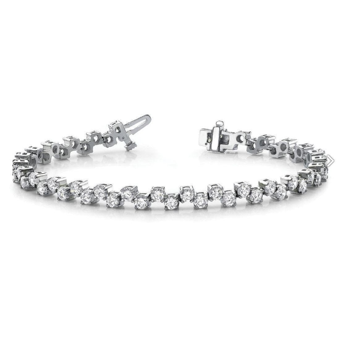 5.40 Carats Round Brilliant Cut Lab Grown Diamond Tennis Bracelet White Gold