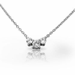5 Carats Round Cut Diamond Three Stone Necklace White Gold 14K