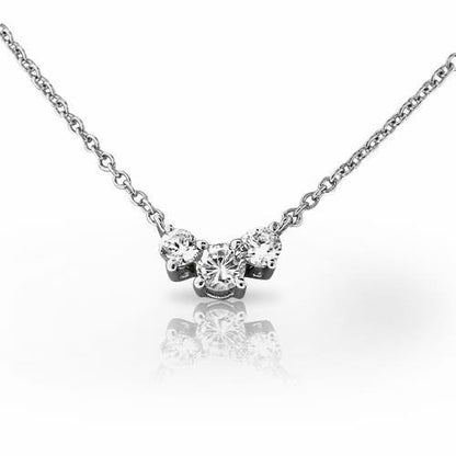5 Carats Round Cut Natural Diamond Three Stone Necklace White Gold 14K Necklace