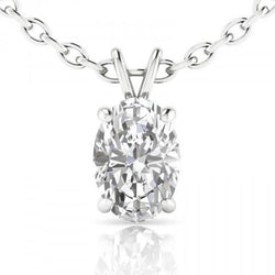 5 Ct Big Sparkling Oval Cut Prong Set Diamond Pendant Necklace