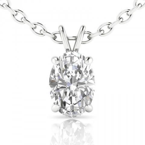 5 Ct Big Sparkling Oval Cut Prong Set Diamond Pendant Necklace Pendant