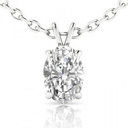 5 Ct Big Sparkling Oval Cut Prong Set Natural Diamond Pendant Necklace
