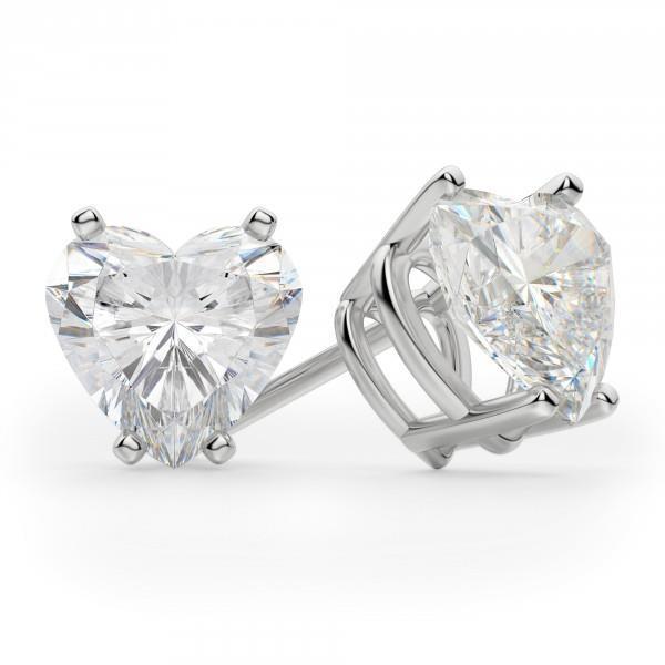  Diamond Stud Earring Heart Cut Classic Fine White Gold  