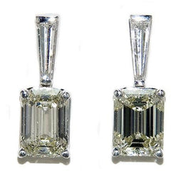 5 Ct Emerald And Baguette Cut Diamond Drop Earring