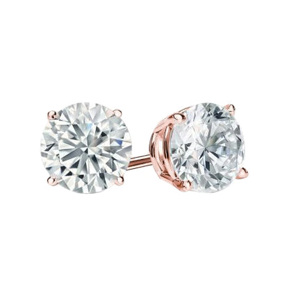 natural round diamond 5.00ct earring front view