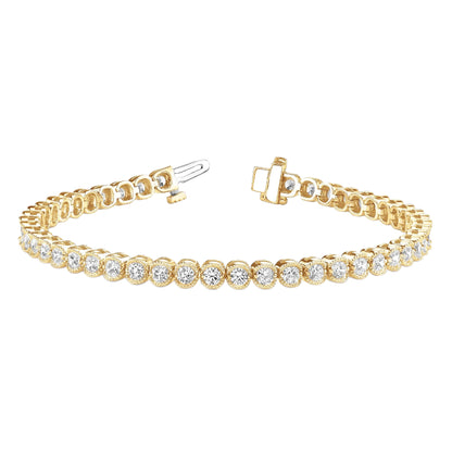 5.06 Carats Natural Earth Mined Diamond Milgrain Tennis Bracelet Yellow Gold 14K