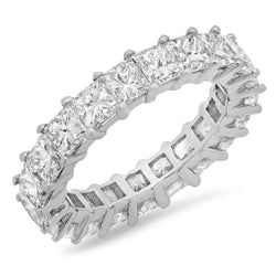 5.25 Carats Princess Natural Earth Mined Diamonds Eternity Band White Gold 14K