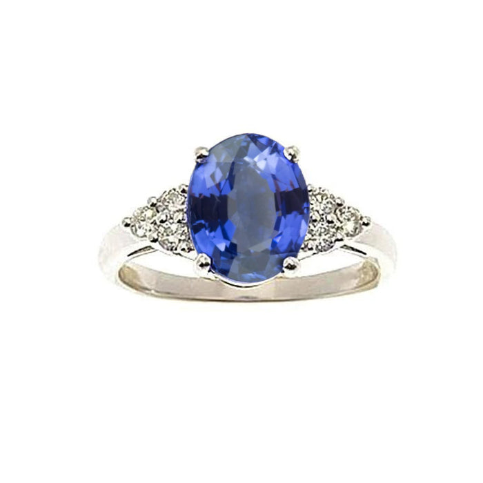 5.30 Ct Oval Sri Lankan Sapphire Natural Earth Mined Diamond Ring White Gold 14K