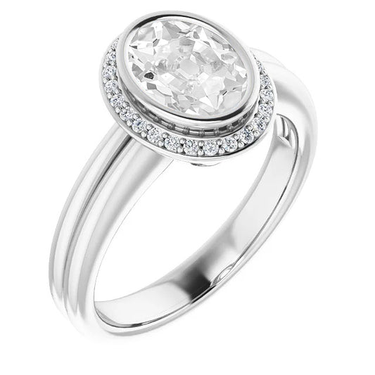 Halo Old Miner Diamond Ring Bezel Prong Set