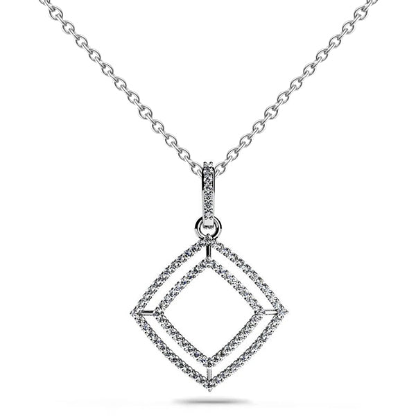 8.60 Ct Round Cut Real Natural Earth Mined Diamonds Shadow Box Pendant Necklace White Gold 14K