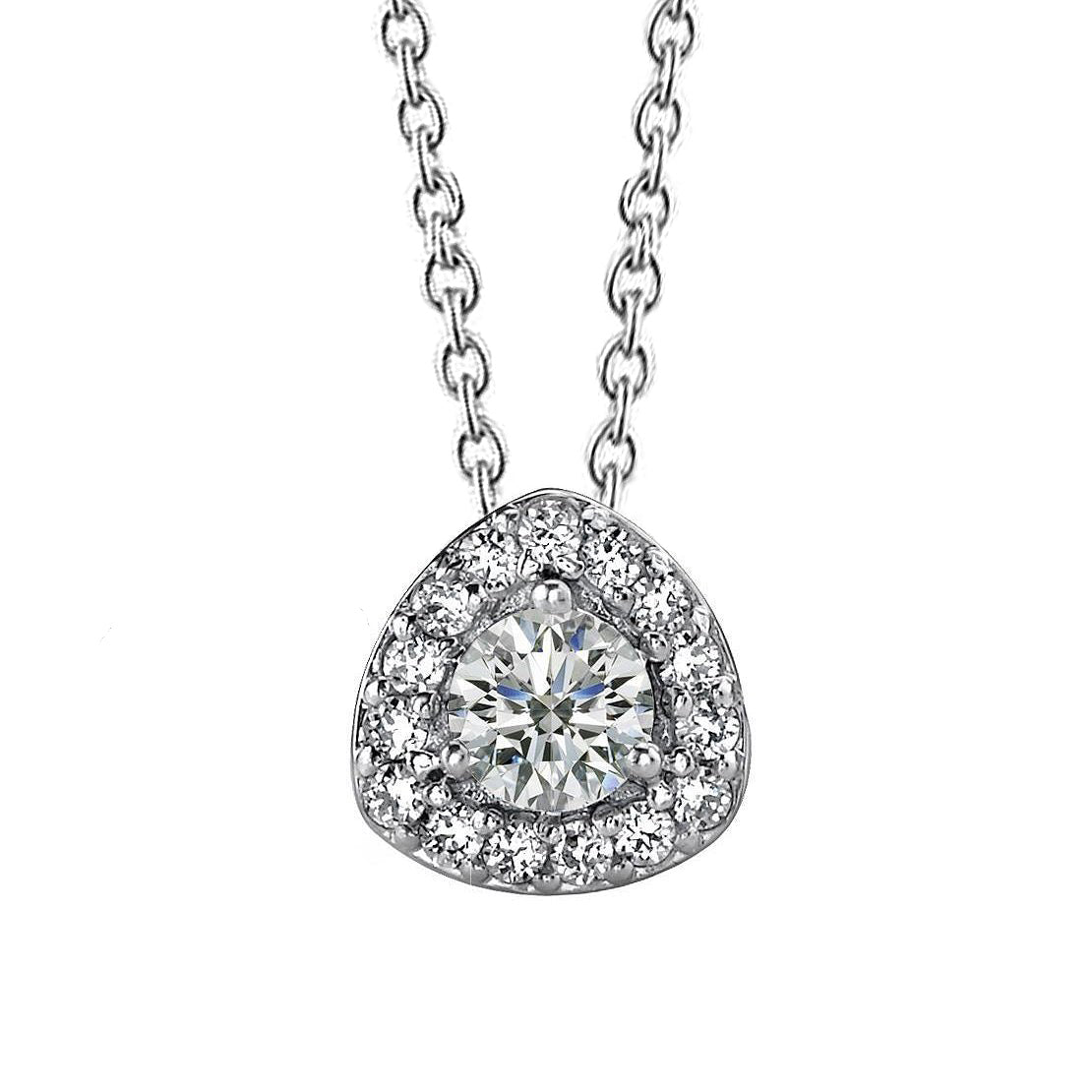 Round Natural Diamond Triangle Pendant 5.50 Ct. Slide Necklace White Gold 14K