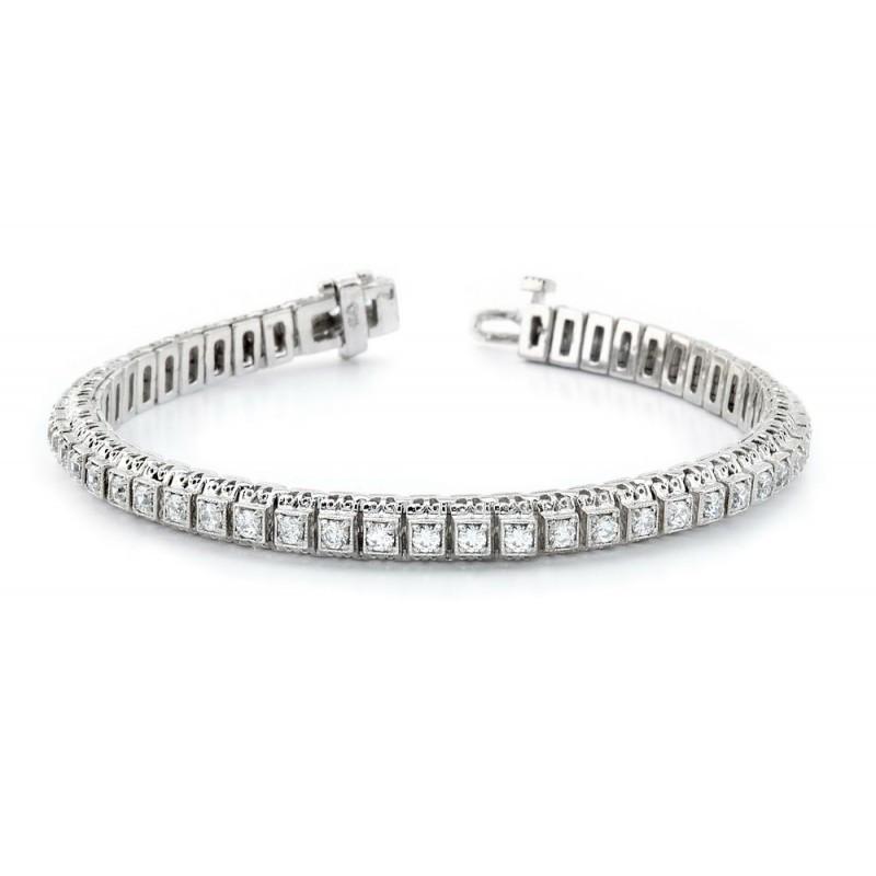 5.50 Carats Round Diamond Tennis Bracelet Solid White Gold