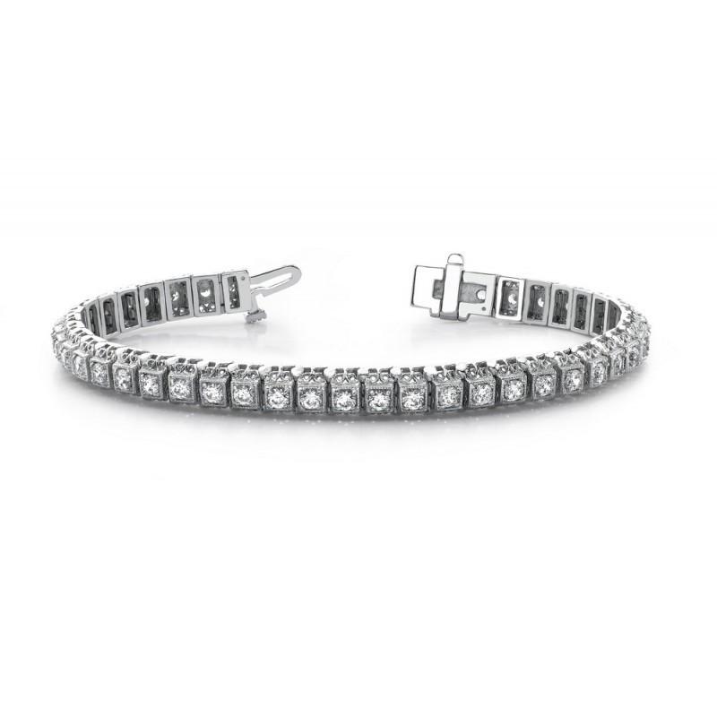 5.50 Carats Round Lab Grown Tennis Bracelet Solid White Gold