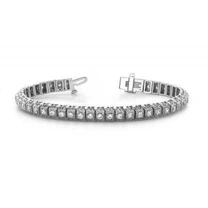 5.50 Carats Round Lab Grown Tennis Bracelet Solid White Gold