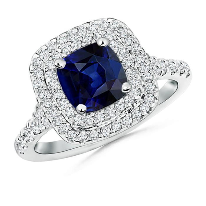 5.50 Carats Sri Lanka Kashmir Sapphire And Natural Earth Mined Diamonds Ring White Gold 14K