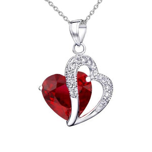 5.60 Ct Heart Cut Ruby With Round Diamonds Pendant Necklace WG 14K