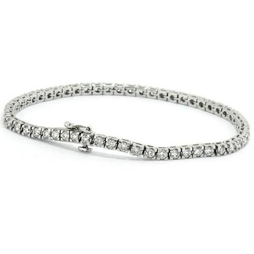 5.60 Ct Prong Set Round Cut Lab Grown Diamond Tennis Bracelet White Gold 10K