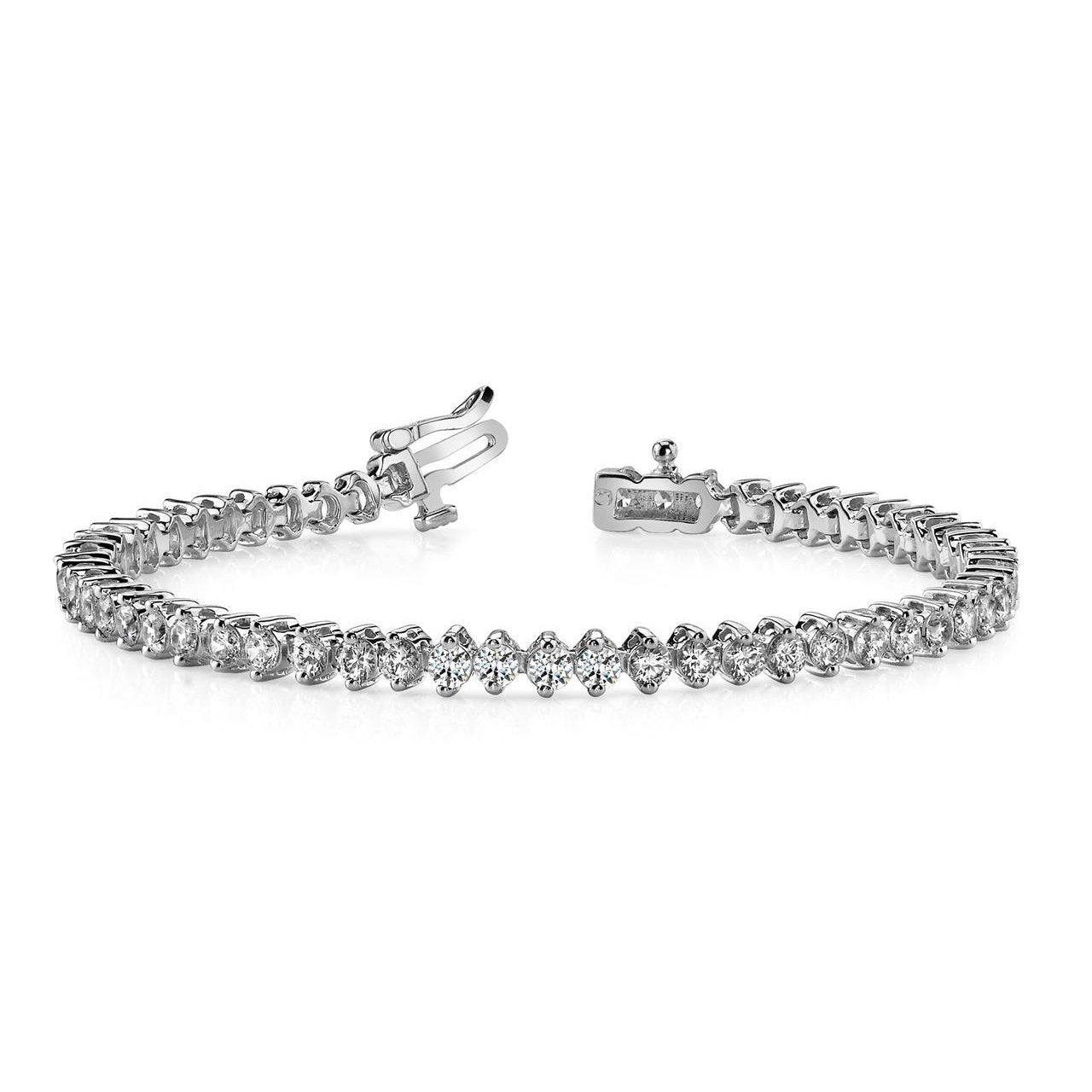 5.6 Carats Round Lab Grown Diamond Women Tennis Bracelet White Gold 14K