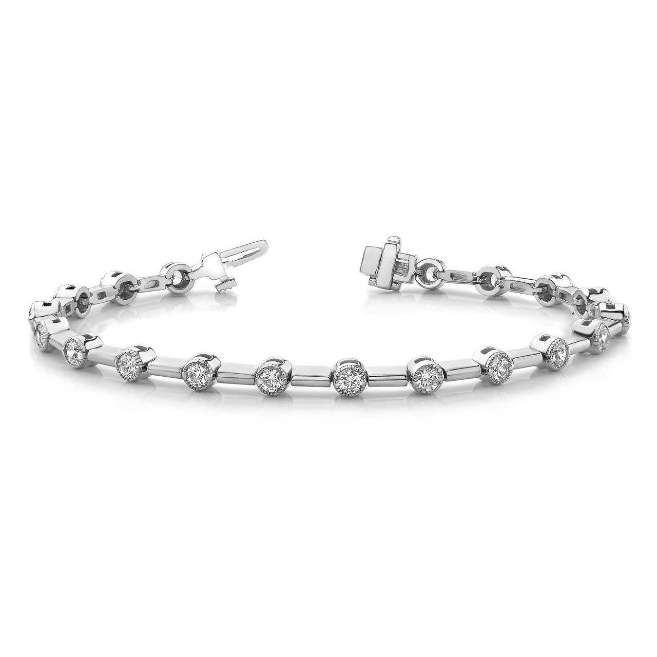 5.70 Carats Round Brilliant Cut Lab Grown Diamond Link Bracelet White Gold 10K