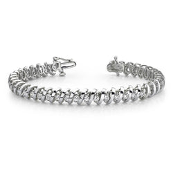 5.70 Ct Round Cut Lab Grown Diamonds Swirl Link Tennis Bracelet White Gold