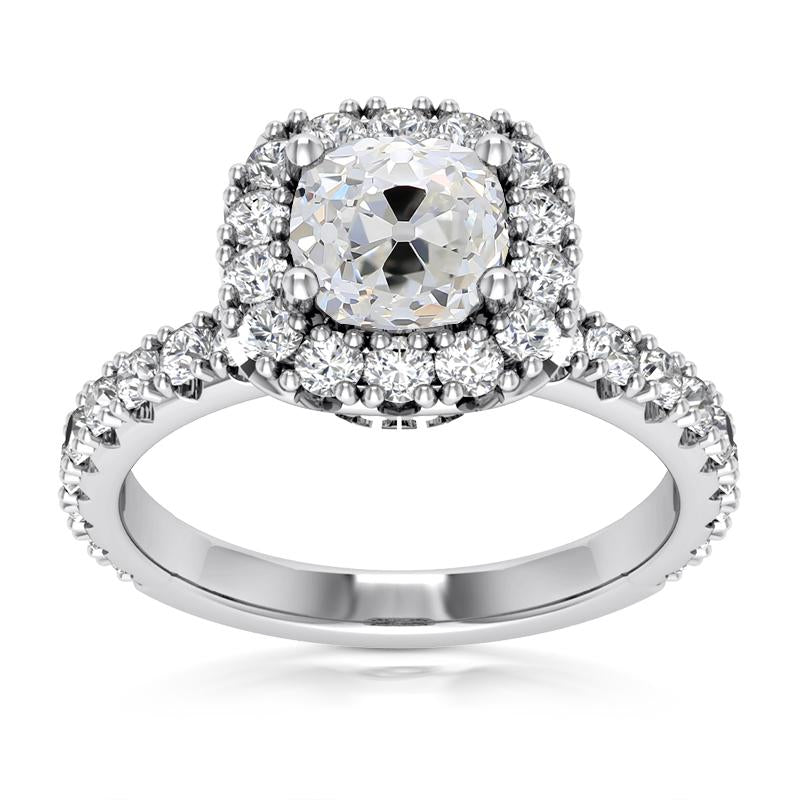 Halo Engagement Ring Old Miner Cushion Diamond Jewelry