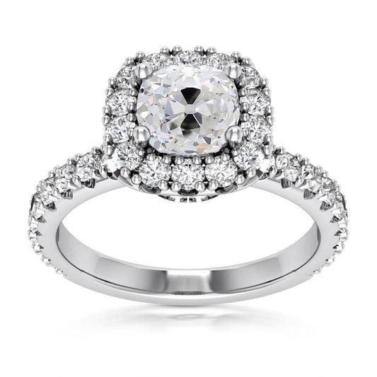 Halo Engagement Ring Old Miner Cushion Diamond Jewelry