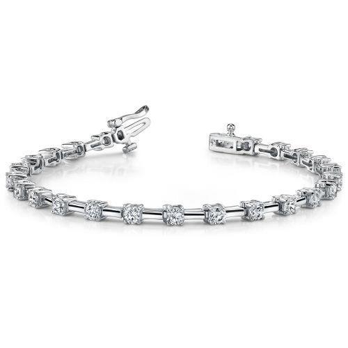 5.75 Ct Round Cut Prong Link Lab Grown Diamond Bracelet Solid Gold White 10K