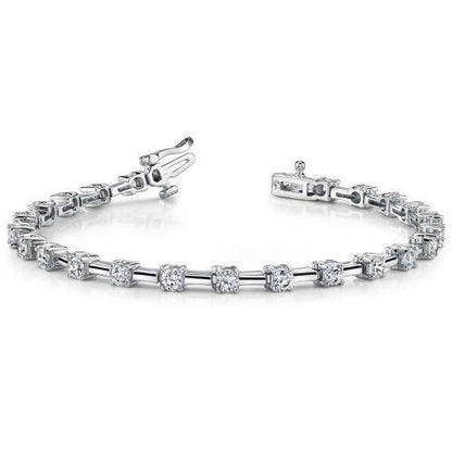 5.75 Ct Round Cut Prong Link Lab Grown Diamond Bracelet Solid Gold White 10K
