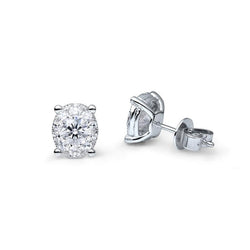 5.00 Carats Diamonds Ladies Halo Studs Earrings 14K White Gold New