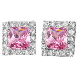 5 Carats Pink Sapphire With Studs Earring 14K White Gold