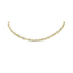 5.00 Carats Round Cut Diamonds Bezel Style Necklace 14K Gold Yellow