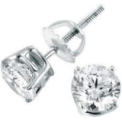 5 Carats Round Cut Lab Grown Diamonds Studs Earrings White Gold 14K New