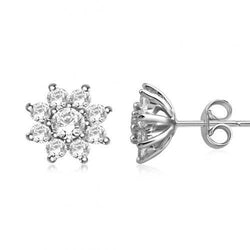 5 Ct Gorgeous Round Cut Natural Earth Mined Diamonds Flower Style Studs Halo Earring