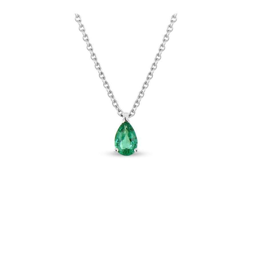 5.00 Ct Solitaire Green Emerald Wg 14K Pendant Necklace With Chain Gemstone Pendant