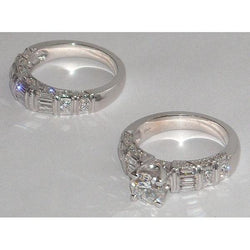 5.01 Carats Diamond Bridal Jewelry Engagement Set Ring And Band